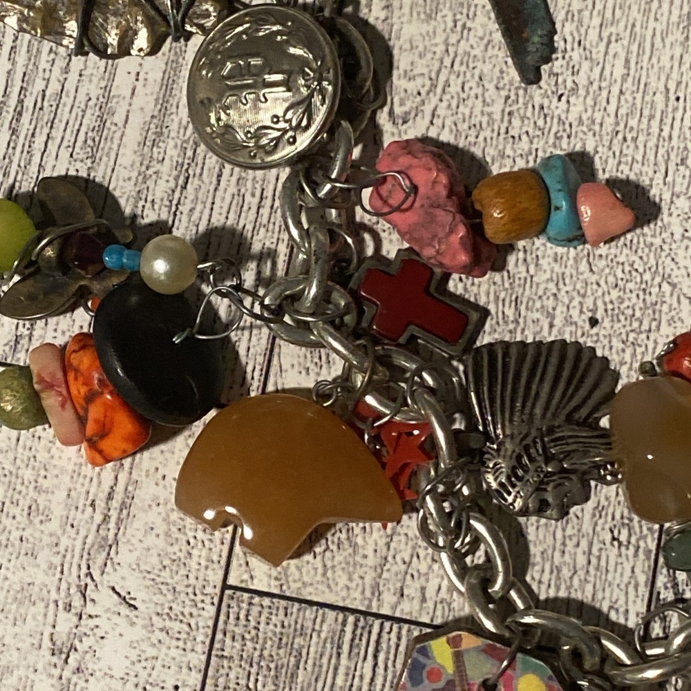Vintage Style Junk Charm Necklace Multi Themed Maximalist Layered Statement - Picture 6 of 16